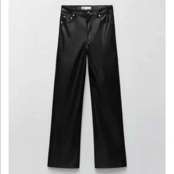 Zara 90s full length faux leather trouser size 2 - Picture 1 of 6